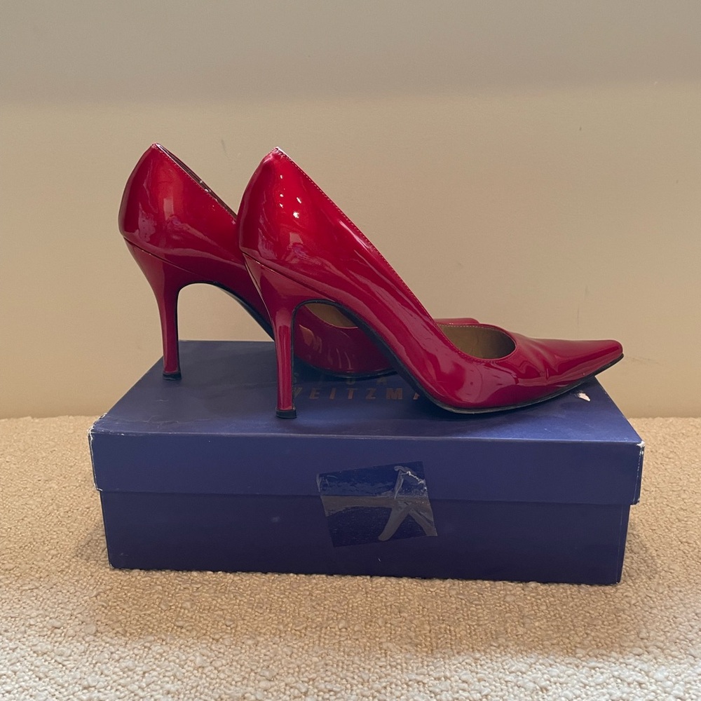 EUC Stuart Weitzman Princess Pumps Metallic Red Size 7